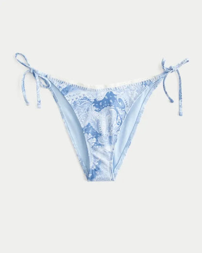 Stitched Trim Side Tie Cheeky Bikini Bottom