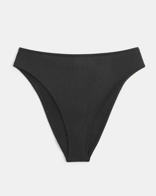 Curvy High-Leg High-Waist Ribbed Cheeky Bikini Bottom