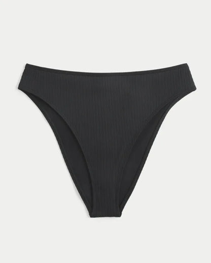 Curvy High-Leg High-Waist Ribbed Cheeky Bikini Bottom