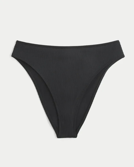 Curvy High-Leg High-Waist Ribbed Cheeky Bikini Bottom