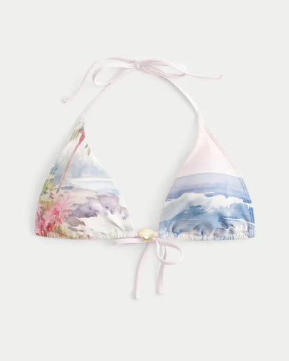 Scenic Print Charm Triangle Bikini Top