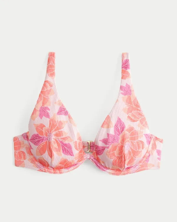 High Apex Ribbed Underwire Bikini Top