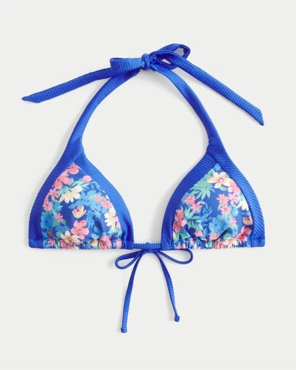 Wide Strap Halter Triangle Bikini Top