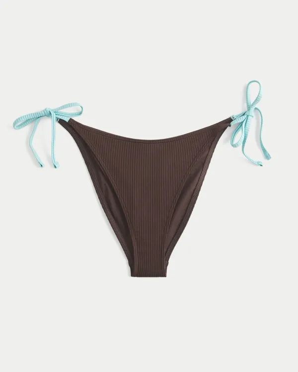 Rib Side Tie Cheeky Bikini Bottom