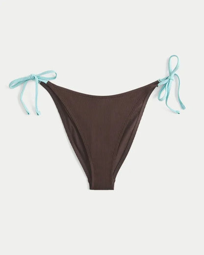 Rib Side Tie Cheeky Bikini Bottom