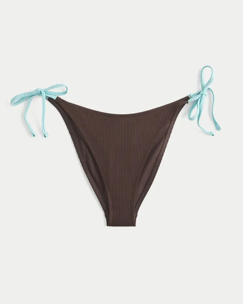 Rib Side Tie Cheeky Bikini Bottom