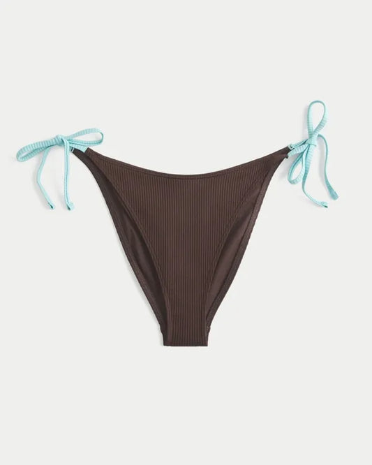 Rib Side Tie Cheeky Bikini Bottom