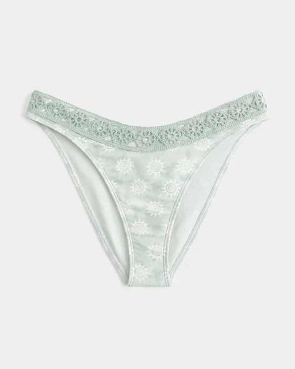 Crochet-Style Trim Cheeky Bikini Bottom