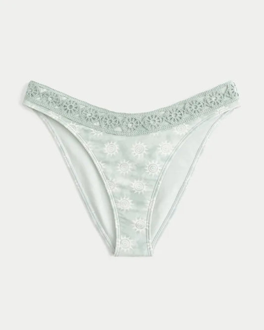 Crochet-Style Trim Cheeky Bikini Bottom