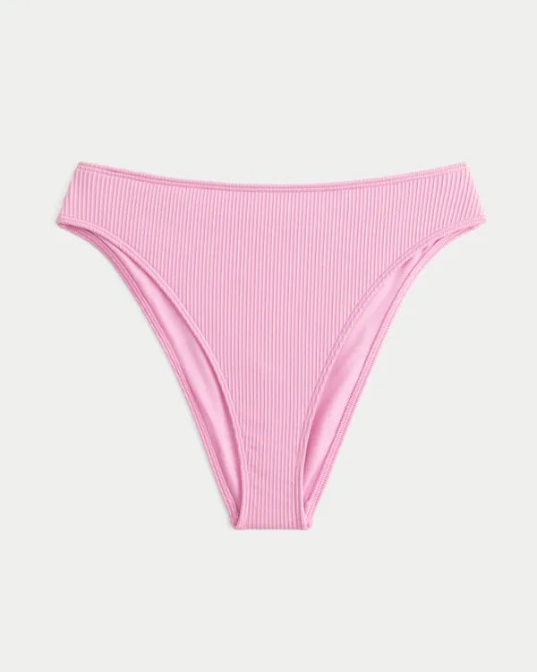 Curvy High-Leg High-Waist Rib Cheeky Bikini Bottom