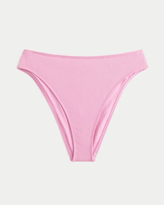 Curvy High-Leg High-Waist Rib Cheeky Bikini Bottom