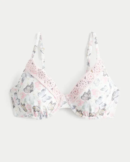 Curvy Crochet-Style Trim Underwire Bikini Top