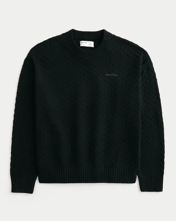 Boxy Textural Logo Crew Sweater