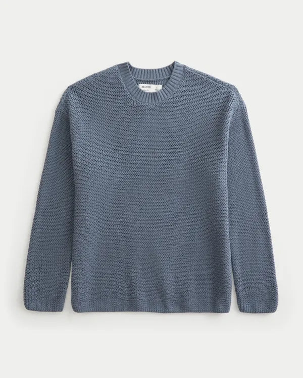 Boxy Textural Crew Sweater