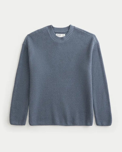 Boxy Textural Crew Sweater