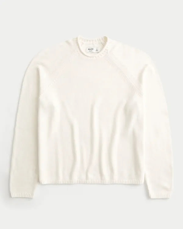 Boxy Roll-Neck Crew Sweater