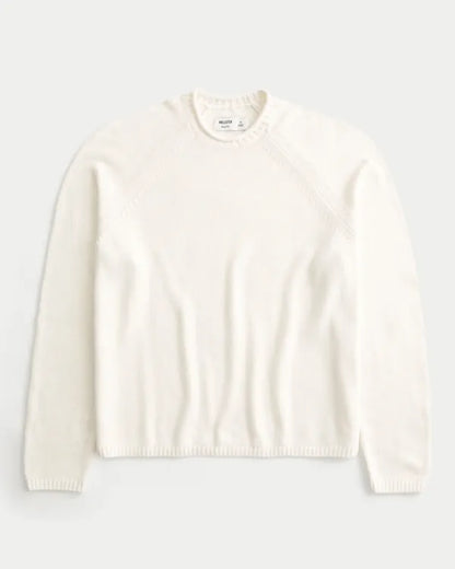 Boxy Roll-Neck Crew Sweater