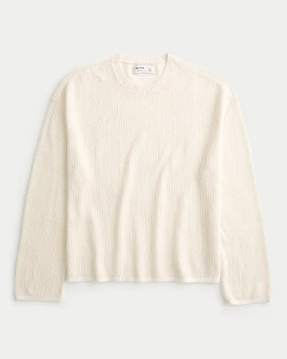 Boxy Crochet-Style Crew Sweater