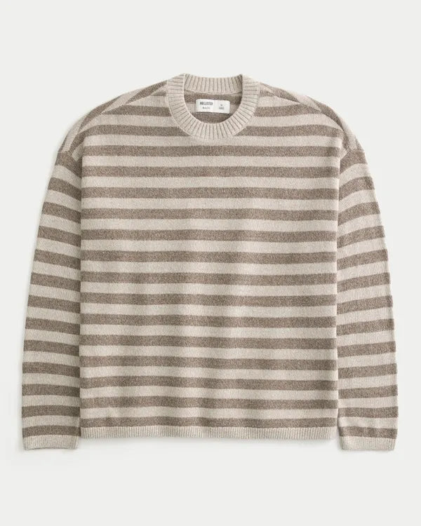 Boxy Striped Crew Sweater