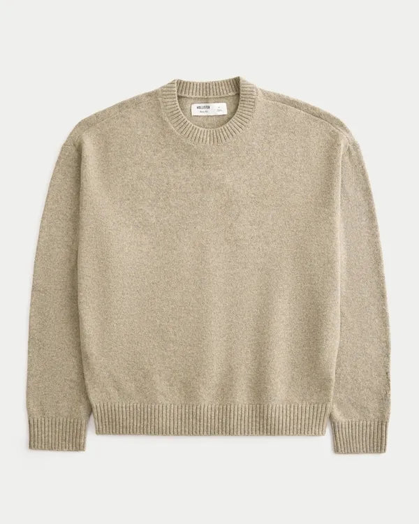 Boxy Textural Crew Sweater