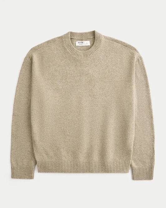 Boxy Textural Crew Sweater