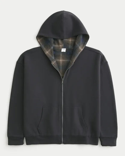 Boxy Reversible Zip-Up Hoodie