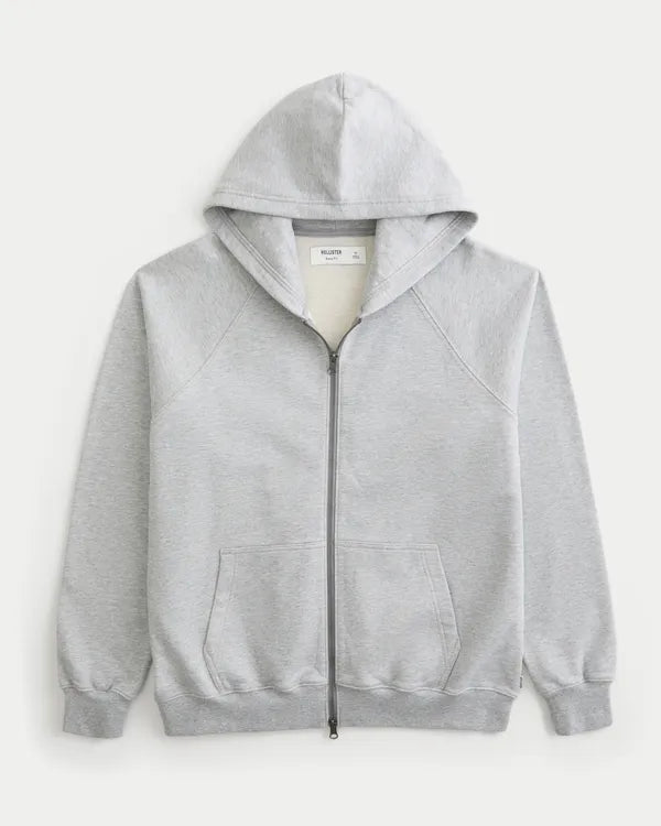 Boxy Terry Zip-Up Hoodie