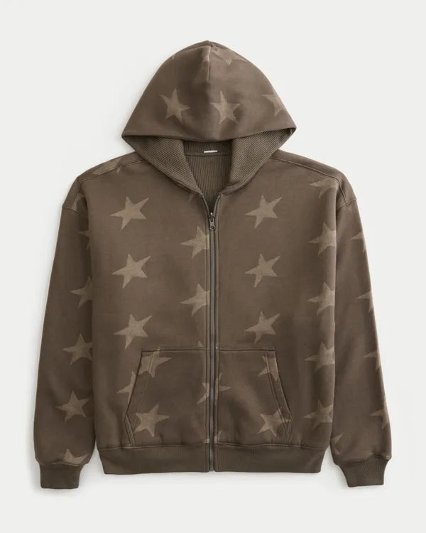 Reversible Waffle-Lined Zip-Up Hoodie