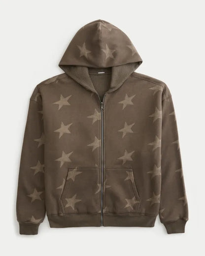 Reversible Waffle-Lined Zip-Up Hoodie