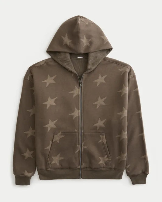 Reversible Waffle-Lined Zip-Up Hoodie