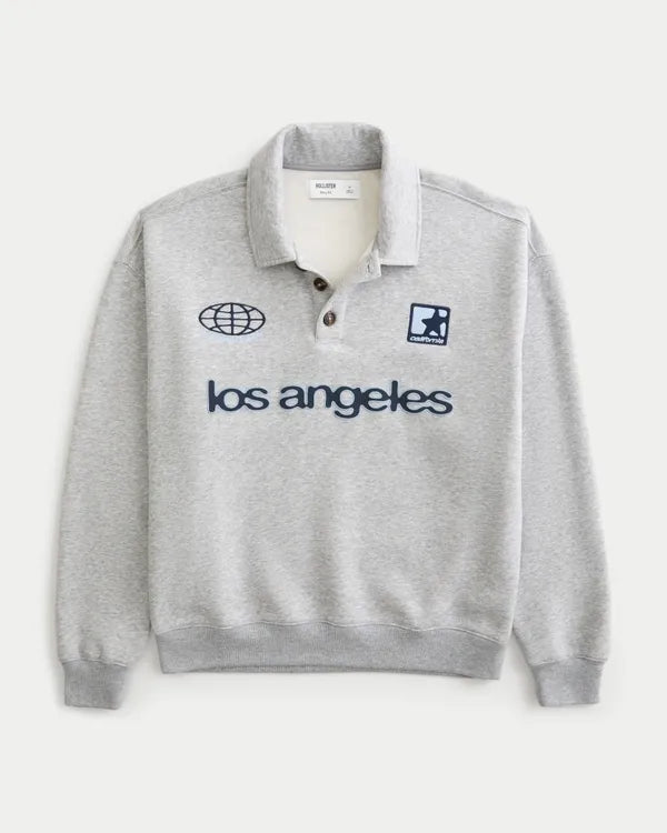 Boxy Los Angeles Graphic Rugby Sweatshirt