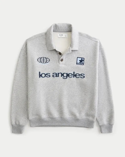 Boxy Los Angeles Graphic Rugby Sweatshirt