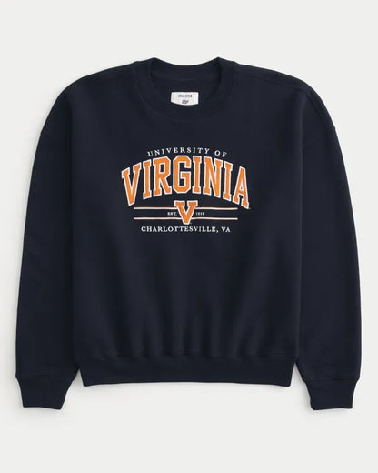 Boxy University of Virginia Graphic Crew Sweatshirt