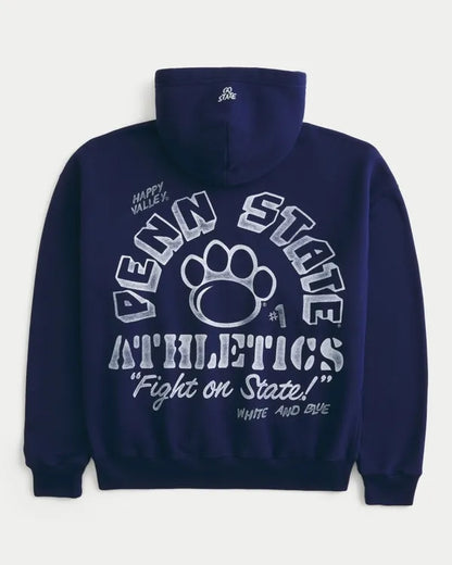 Boxy Zip-Up Penn State University Nittany Lions Graphic Hoodie