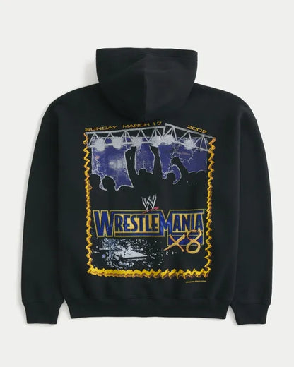 Boxy Zip-Up WrestleMania Graphic Hoodie