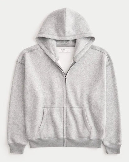 Boxy Zip-Up Hoodie