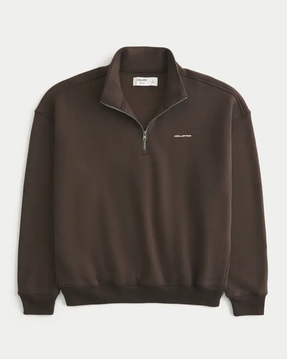 Hollister Feel Good Boxy Quarter-Zip Logo Sweatshirt