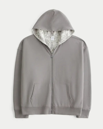 Boxy Reversible Camo Zip-Up Hoodie