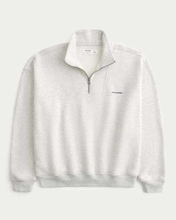 Boxy Quarter-Zip Logo Sweatshirt