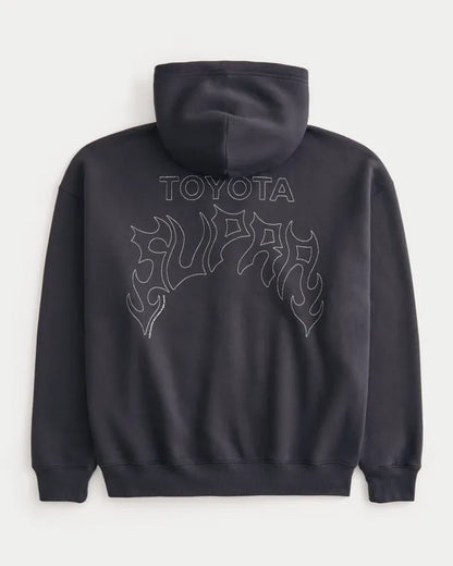 Boxy Zip-Up Toyota Supra Graphic Hoodie
