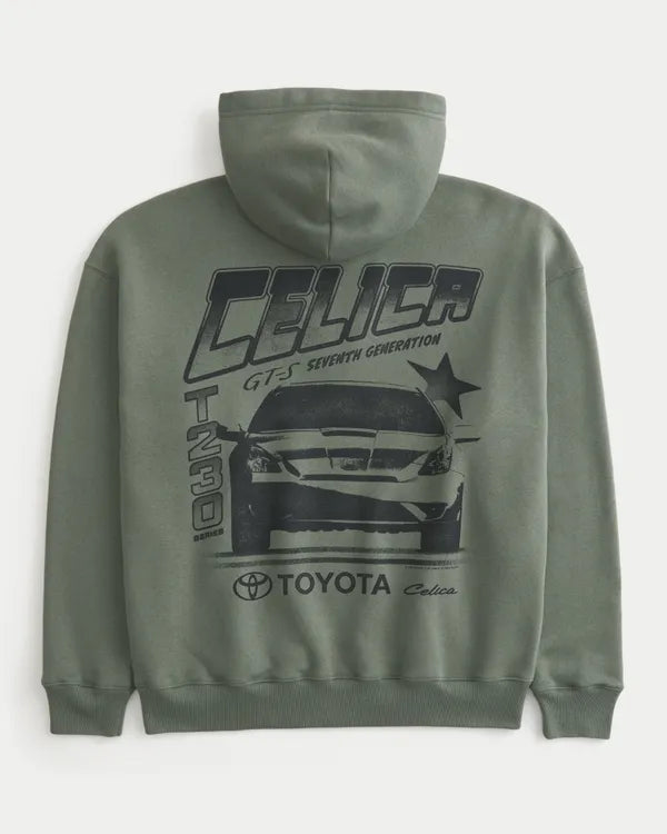 Boxy Zip-Up Toyota Celica Graphic Hoodie