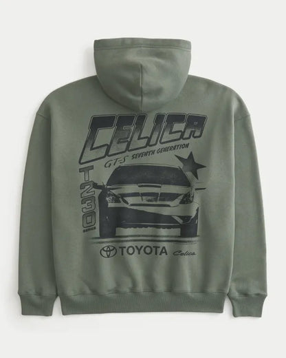 Boxy Zip-Up Toyota Celica Graphic Hoodie