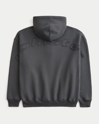 Boxy Zip-Up Logo Graphic Hoodie