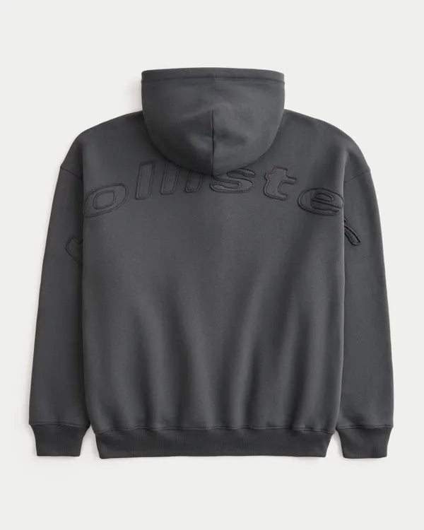 Boxy Zip-Up Logo Graphic Hoodie