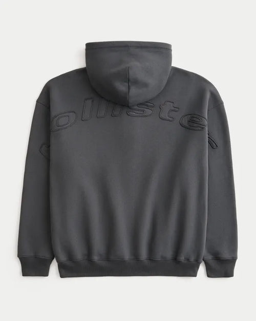 Boxy Zip-Up Logo Graphic Hoodie