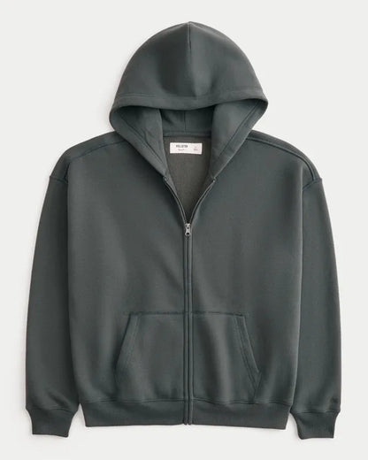 Boxy Zip-Up Hoodie