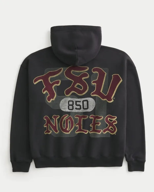 Boxy Zip-Up Florida State University Seminoles Graphic Hoodie