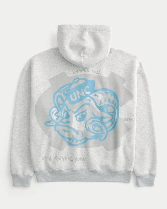 Boxy Zip-Up University of North Carolina at Chapel Hill Tar Heels Graphic Hoodie