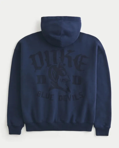 Boxy Zip-Up Duke University Blue Devils Graphic Hoodie