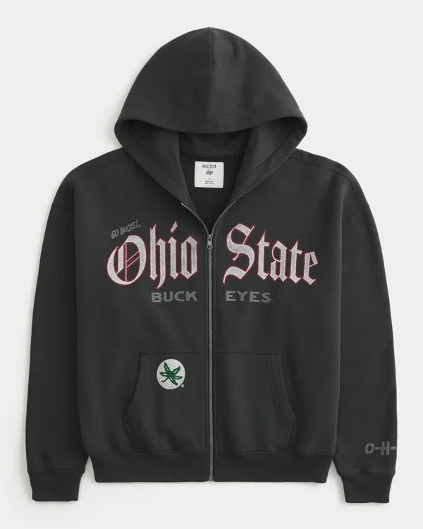 Boxy Zip-Up The Ohio State University Buckeyes Graphic Hoodie